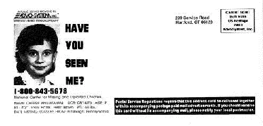 black and white mailing flyer of missing child