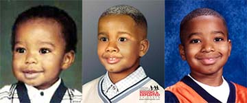 three images of a young boy