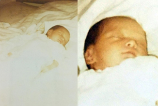 collage of two photos: both baby pictures of kevin