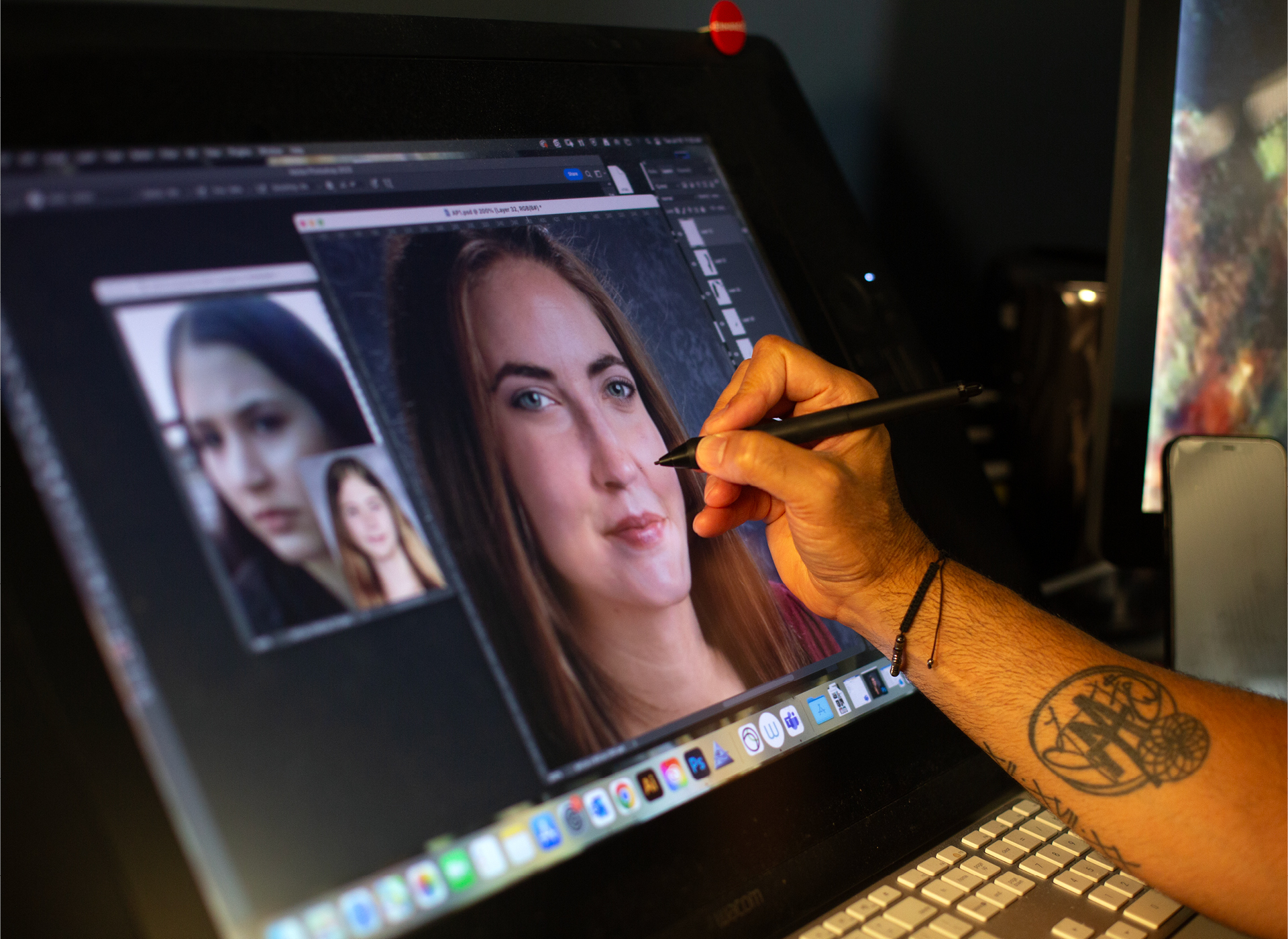 a ncmec forensic artist works on an age progression using adobe photoshop on their computer