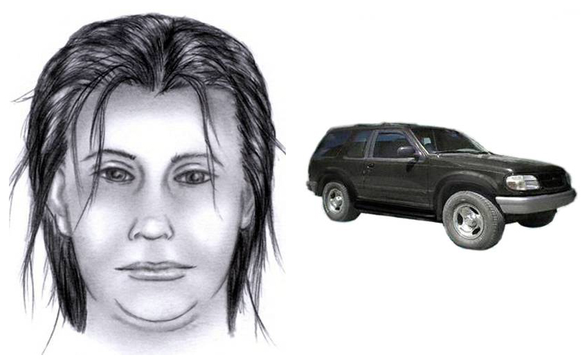 police sketch of woman who abducted bryan; black suv